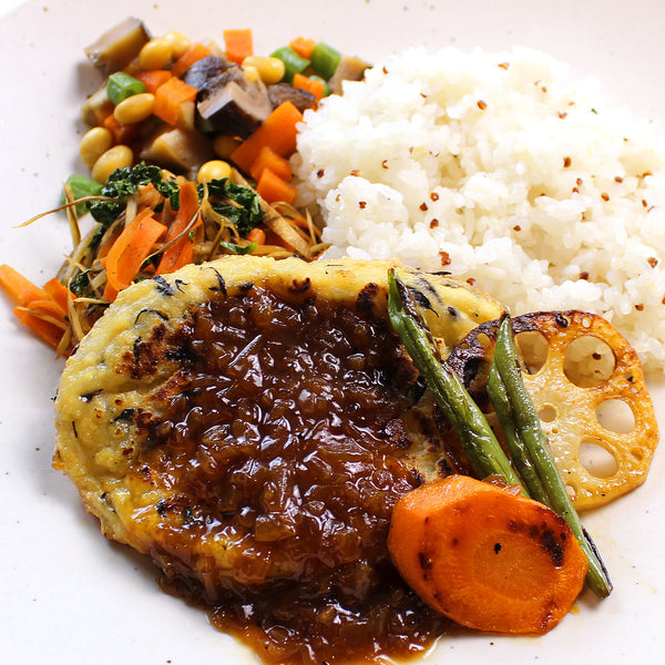 Tofu Hamburg Steak and Onion Sauce (Vegan)