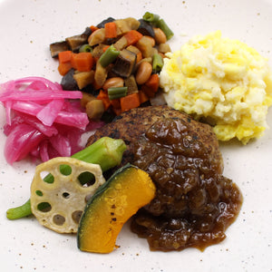 Beef Hamburg and Onion Sauce with Japanese Potato Salad