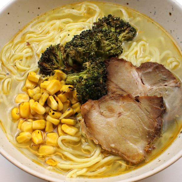 Shio (Salt) Yuzu Ramen with Broccoli, Corn and Pork