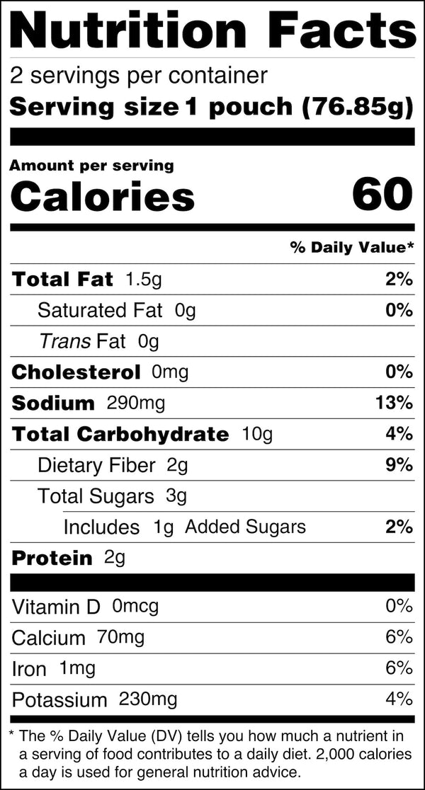 Carrot, Kale and Burdock Kinpira Veggies (2 Servings) Nutrition Label