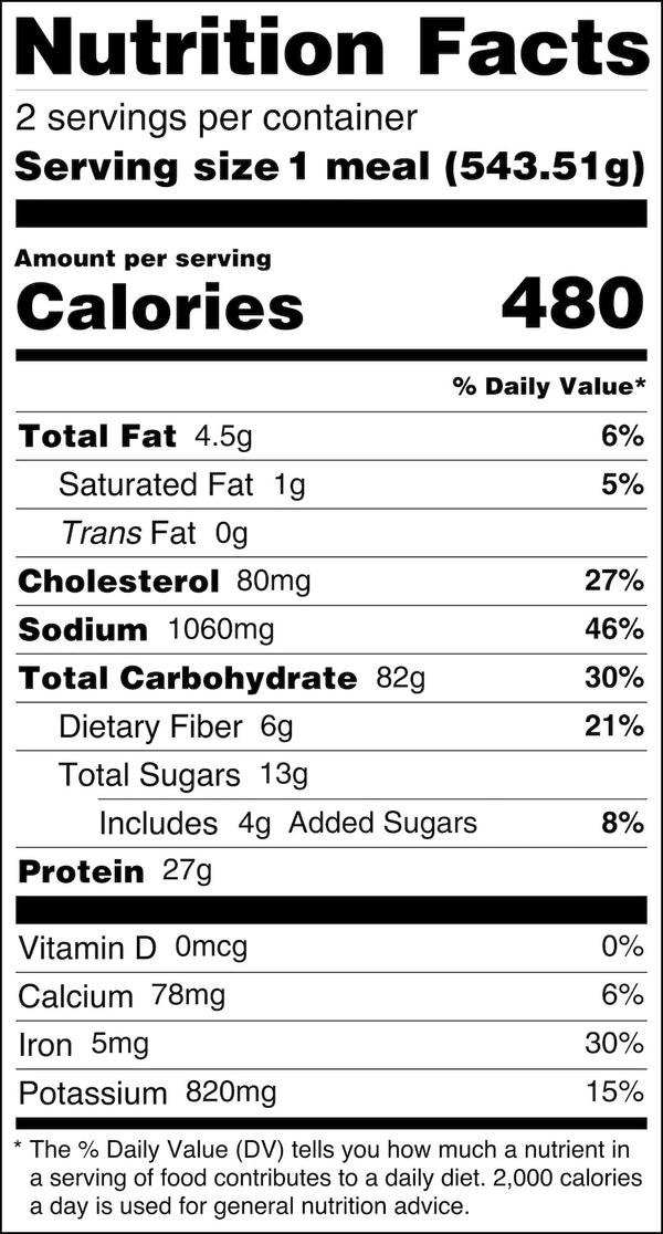 Japanese Curry with Chicken Nutrition Label